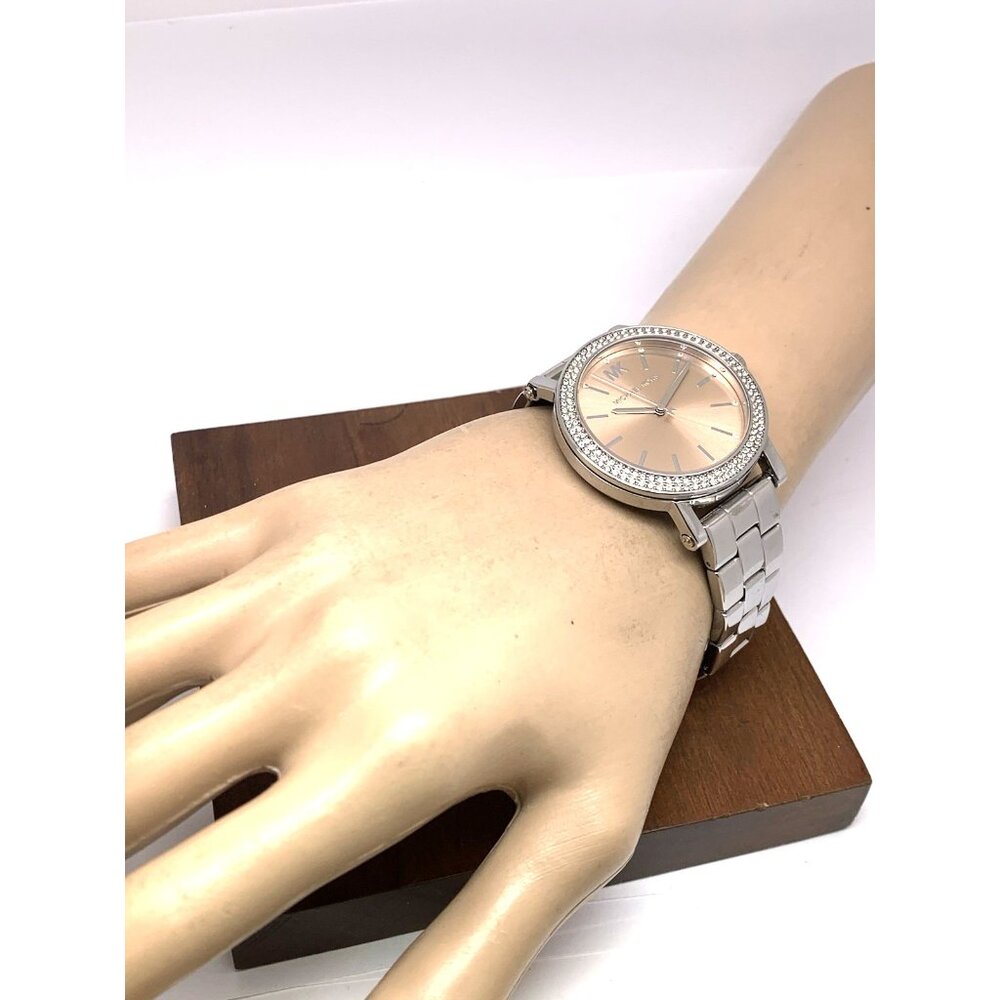 Michael Kors Women's Watch MKO-1050 Quartz Rose Dial Silver Stainless Steel 38mm - Picture 4 of 13